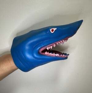 Blue Rubber Shark Hand Puppet Toy